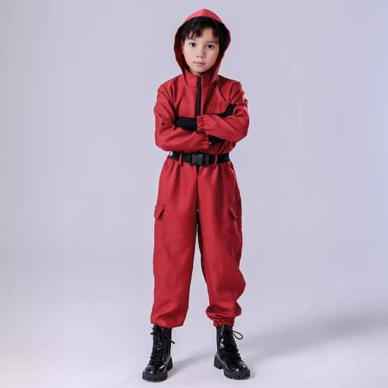 1 Set Jumpsuit with Belt And Gloves for Adults And Children Loose Pockets Zipper Closure One-piece Outfit Cartoon Cosplay Costume