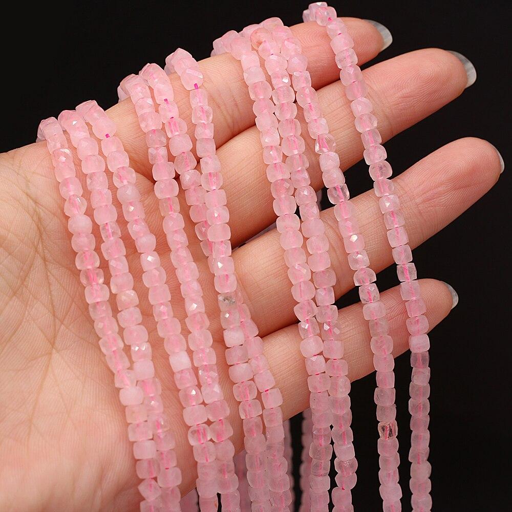 Бусины из натурального камня, граненые квадратные изолированные бусины, розовый кварц/малахит для DIY, ожерелье, браслет, серьги, ювелирные аксессуары