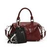 Letter Compact Pu Boston Bag With Seam Details For Casual Outings