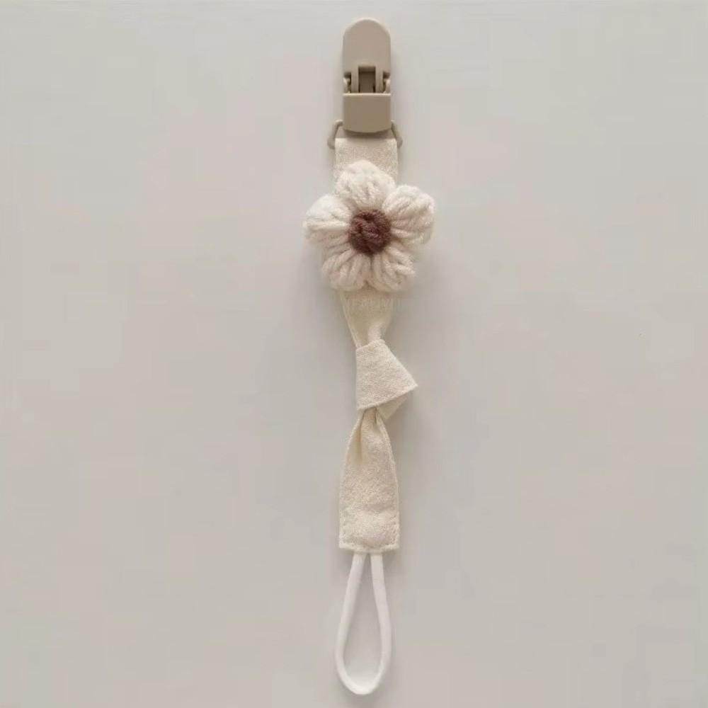 Plastic Flower Dummy Nipple Holder Plaid Embroidery Pacifier Clips Retro Baby Pacifier Chain Girls