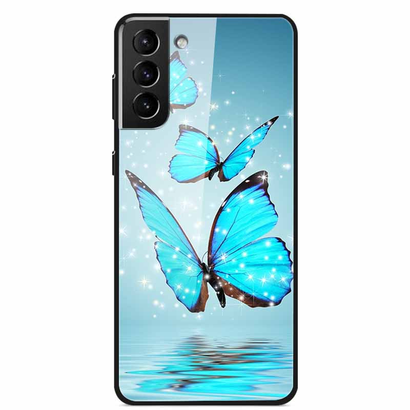 Чехлы для телефона Samsung Galaxy S21 FE 5G Закаленное стекло Жесткая задняя крышка из поликарбоната Для Samsung S21 Plus S 21 Ultra 5G Чехол S21FE S21+