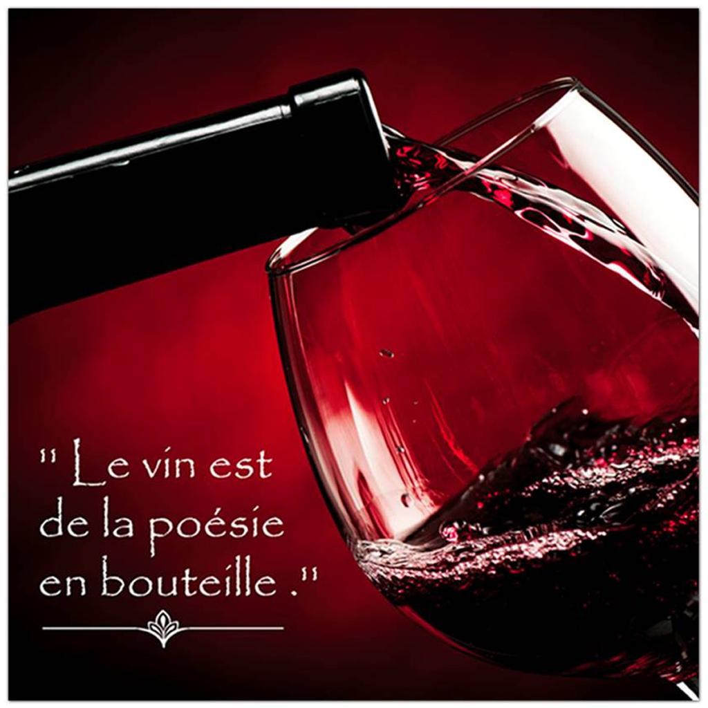 Les Trésors De Lily [Q9528] - Canvas 'Red Wine' (Wine Is Poetry In a Bottle) - 40x40 Cm