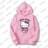 2025 New Cartoon Cute Pink Hello Kitty Print Women Cotton Hoodie Casual Autumn Long Sleeve Sweatshirt Streetwear Couple Tops