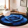 Роскошные коврики для пола круглой формы с узором из голубых роз, кухонный коврик-дорожка для прихожей, мягкий ковер для спальни и гостиной, нескользящий коврик для зонирования