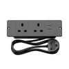 Recessed Power Strip 2 AC Outlets 2 USB A Ports 1.5m Extension Cord Flush Mount Desktop Charging Station for Home Office Furniture