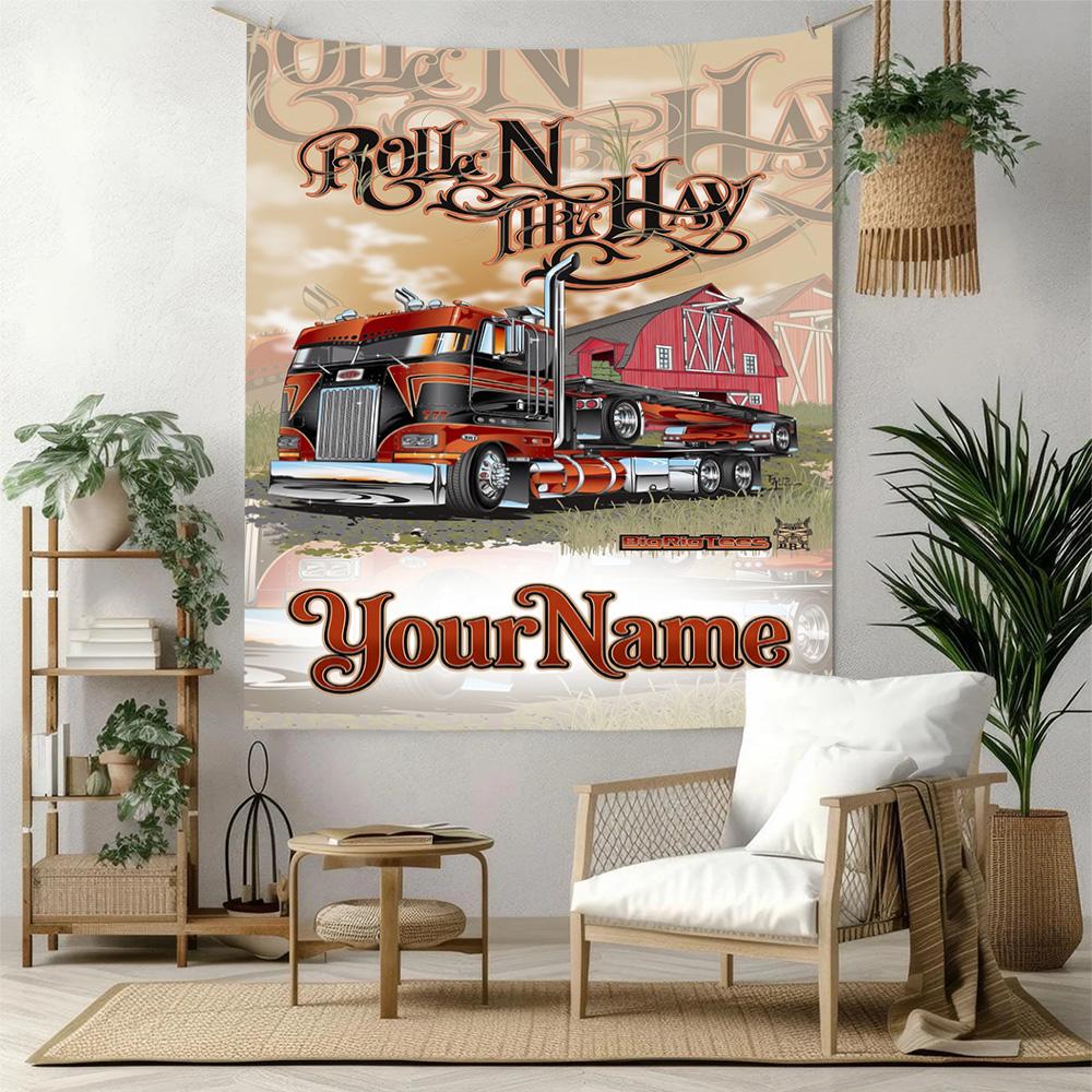 Peterbilt Heavy Trucks Custom Your Name Wall Decor Tapestry Art For Pet Memorial Birthdaywedding Party Backdrop Family Gift