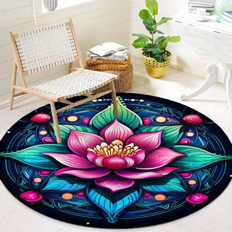 Lotus Flower Tattoo Unveil Your Inner Beauty Round Rug Nonslip Area Rug Office Chair Mat Carpet For Living Room Bedroom Home Decor
