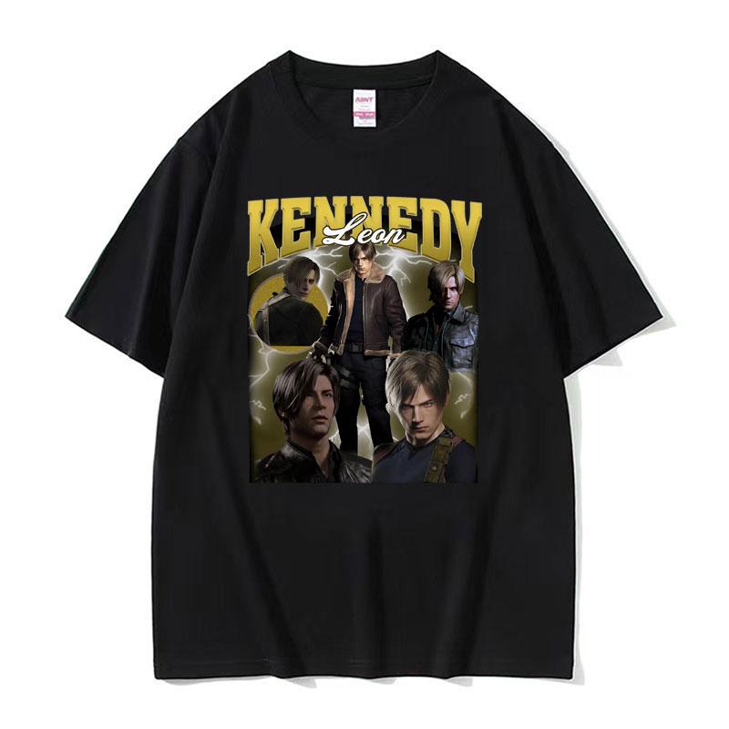 I Heart Leon Kennedy Print TShirts Unisex Womens Clothing Fashion Vintage T Shirt Male Oversized Cotton Short Sleeve Tshirt Tops