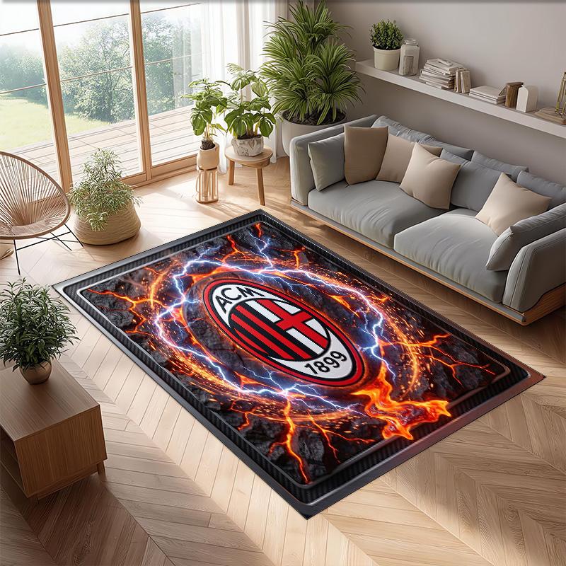 Фланелевый ковер с принтом AC Milan, нескользящий, мягкий, из полиэстера, для пола, декоративный коврик для спальни, гостиной, дивана, игровой комнаты, домашний декор