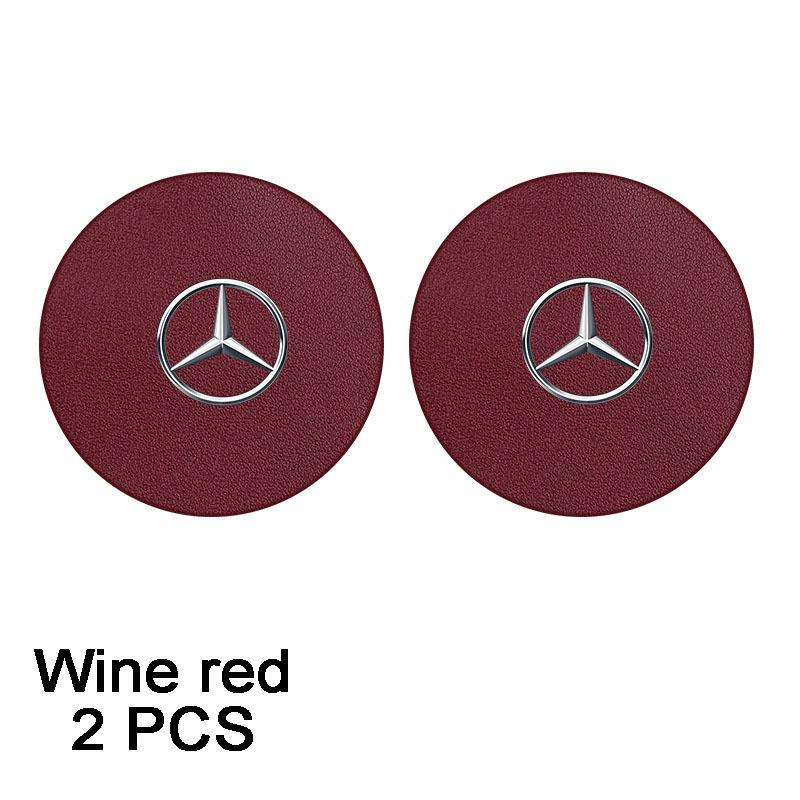 CSA1 Car round leather cup mat,non-slip and anti-fouling,car accessories,for Mercedes-Benz Clase A B C E GLA CLA GLC GLK GLE