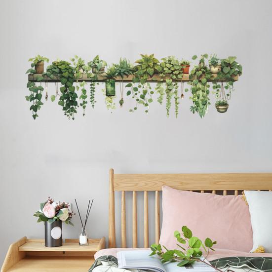 90x30 см наклейки на стену с зелеными растениями, водонепроницаемые, самоклеящиеся, из ПВХ, современная гостиная, детская спальня, растение в горшке, зелень, настенное художественное украшение, наклейка
