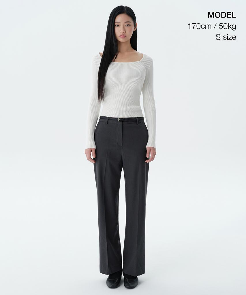 MUSINSA STANDARD WOMAN Women'S Ribbed Slim Square Neck Knit [Ivory]