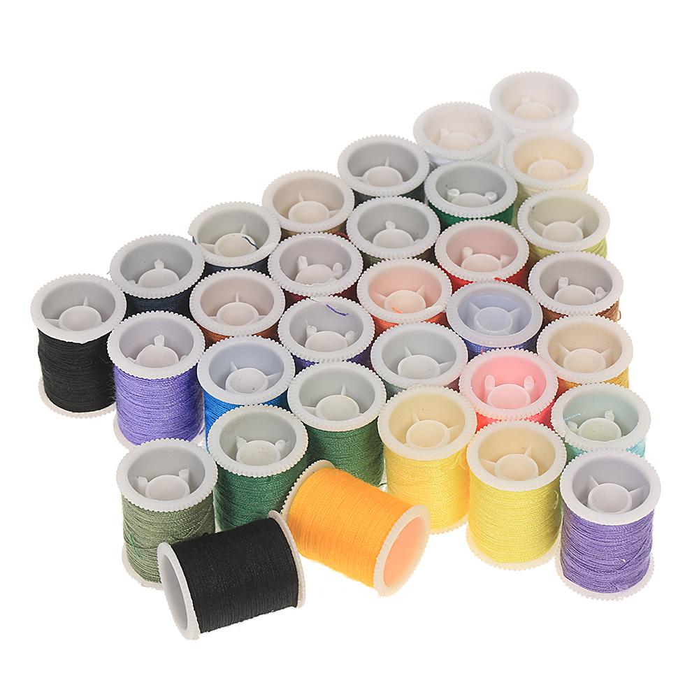 60pcs/set Mixed Colors Sewing Thread Set Metal Bobbins + Thread Spools for Brother Janome Kenmore Singer Household Electric Sewing Machines