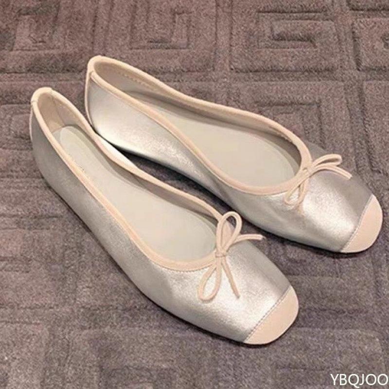 Весенние новые французские туфли-лодочки на плоской подошве с мягкой подошвой, ретро квадратным носком, простые, удобные, универсальные женские туфли