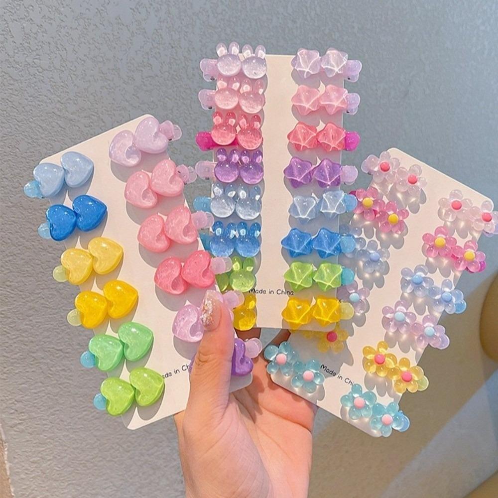 Colorful Flower Heart Hairpin Acrylic Side Hair Clips Cute Kids Hair Clips  For Kids