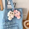 Cartoon Cat Plush Keychain Cute Toy Plush Stuffed Rabbit Doll Keyring Kawaii Soft Bear Pendant With Tail Backpack Decor