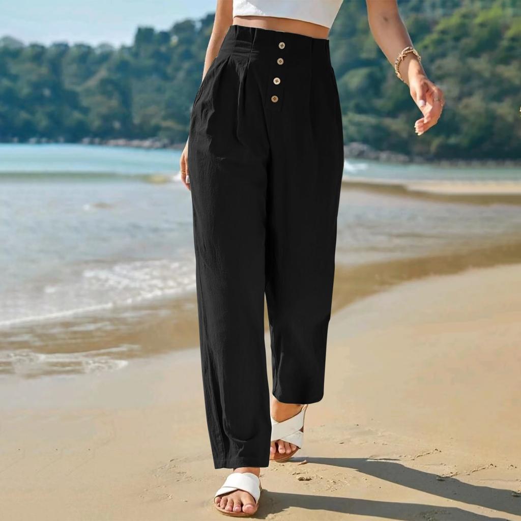 Women's Wide Leg Pants High Elastic Waisted In The Back Business Work Trousers Long Casual Pants