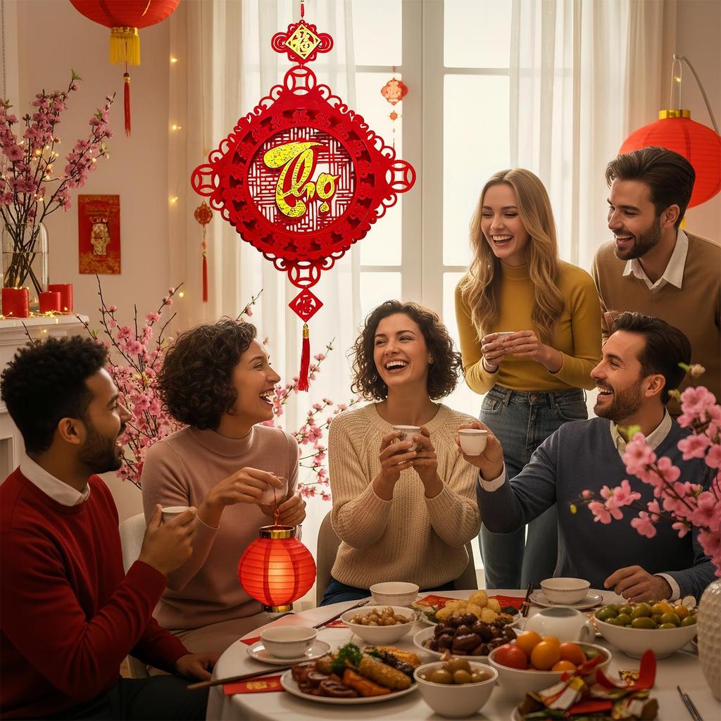 2026 Украшения на Лунный Новый год Нетканый Флис Войлок Вьетнамский Весенний Фестиваль Новогодний Подвеска на Удачу для Дома Офиса Автомобиля