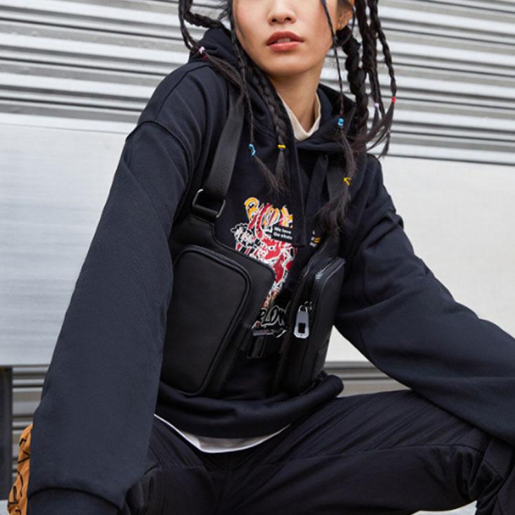 Li Ning Sports Fashion Series Повседневный пуловер с рисунком Толстовка унисекс свитшот Черный AWDR506-7