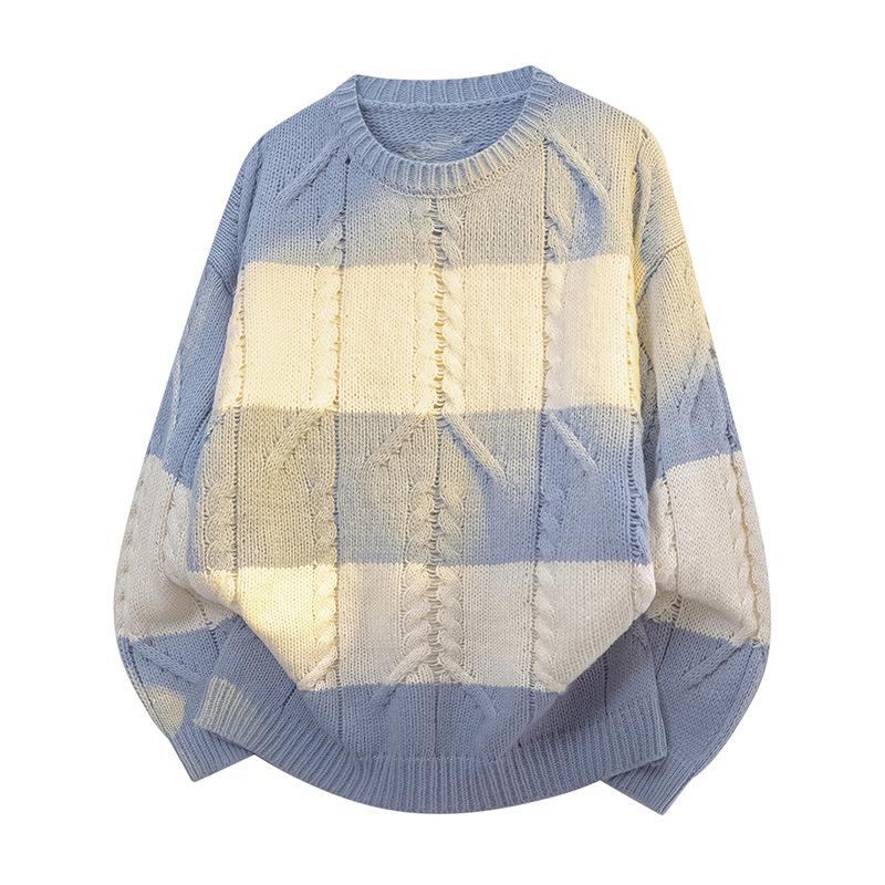 Pullovers Long Sleeves Sweaters Unisex Sweater Paragraph Spring and Autumn Couple Models Spotted Striped Bottoming Knit Shirt Retro Men's Wool Sweater