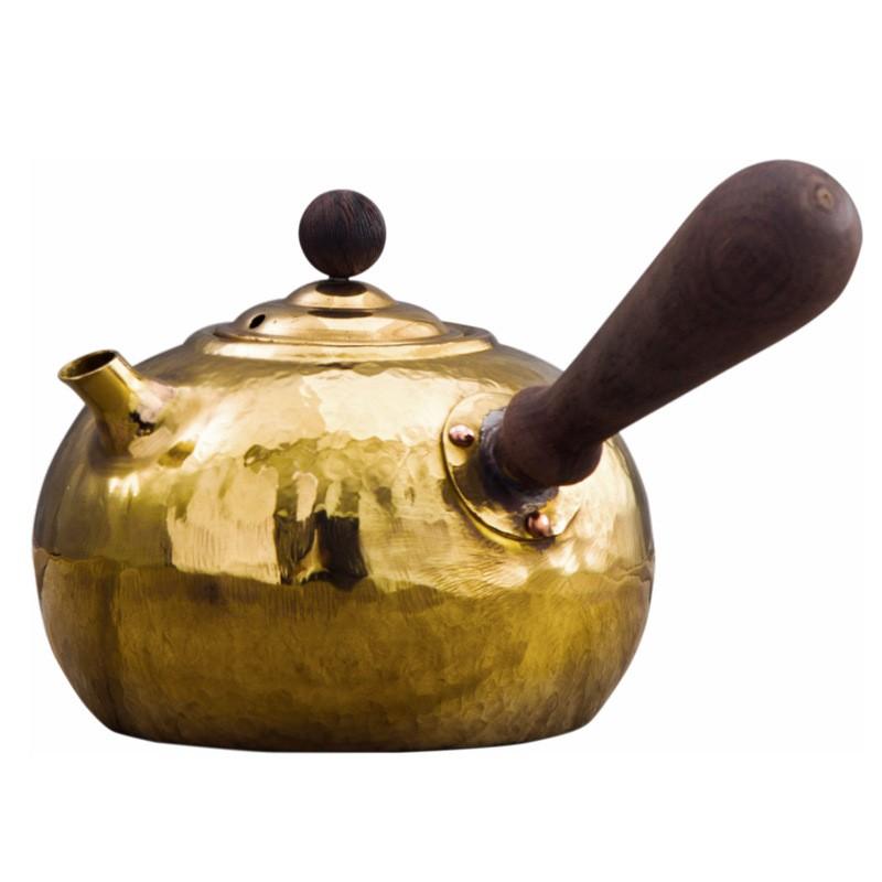 Handcrafted Pure Copper Teapot With Side Handle 750ml Traditional Chinese Tea Brewing Kettle Antique Finish