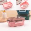 1250ml Lunch Box Double Layer Compartment Large Capacity PP Students Meal Box with Tableware Office Supply