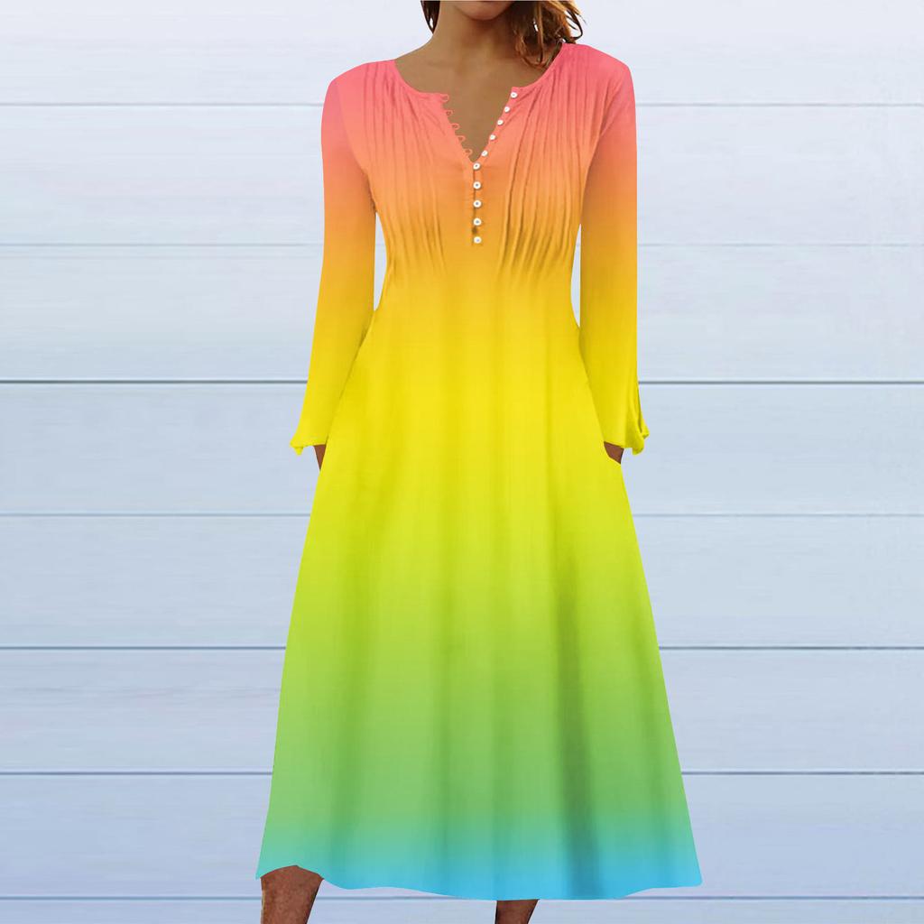 Модное женское повседневное модное однотонное платье с карманами и v-образным вырезом, пуловер с длинными рукавами