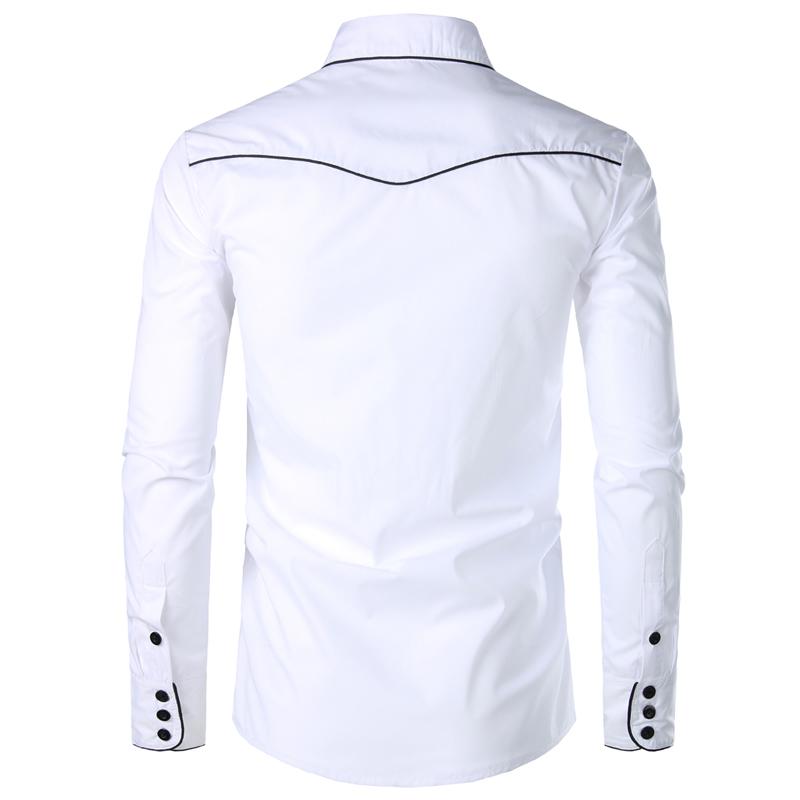 Stylish Shirt Men Embroidery Slim Fit Casual Long Sleeve Shirts Mens Wedding Party Shirt for Male