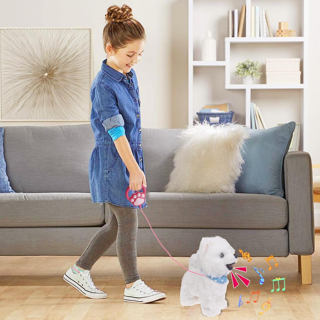 Поводок, электрическая игрушка для прогулок, имитация пения, игрушка для щенка, лай, плюшевая игрушка для собаки, обучающая игрушка для малышей, подарок для малышей