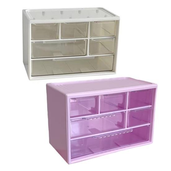 Drawer Desktop Storage Box Large Capacity 6 Compartments Clear Visible Cosmetic Stationary Hair Accessories Jewelry Storage Organizer Container