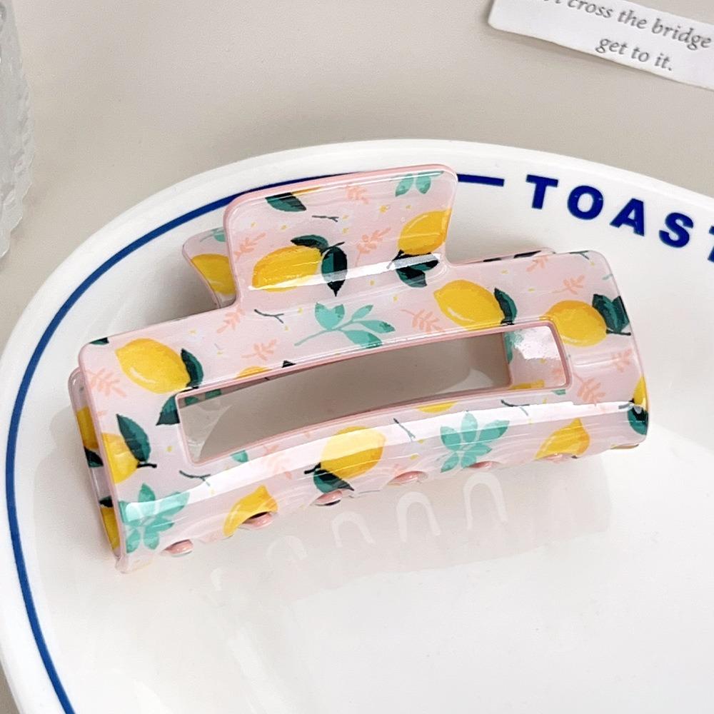 Square Fruit Series Crab Clip Hollow Acetic Acid Shark Clip Sweet Geometry Hair Claw Lady/Girls