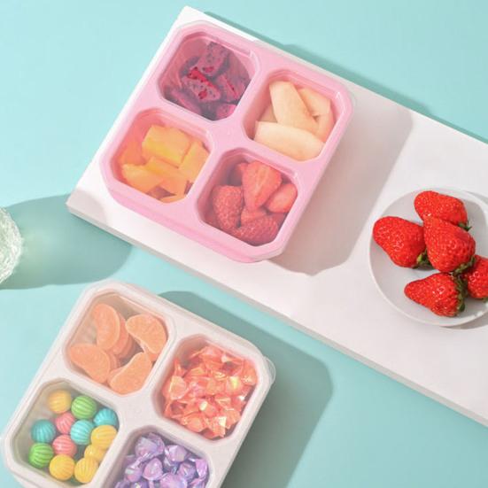 Коробки для закусок с 4 отделениями, многоразовые, легко открывающиеся крышки, контейнеры для закусок