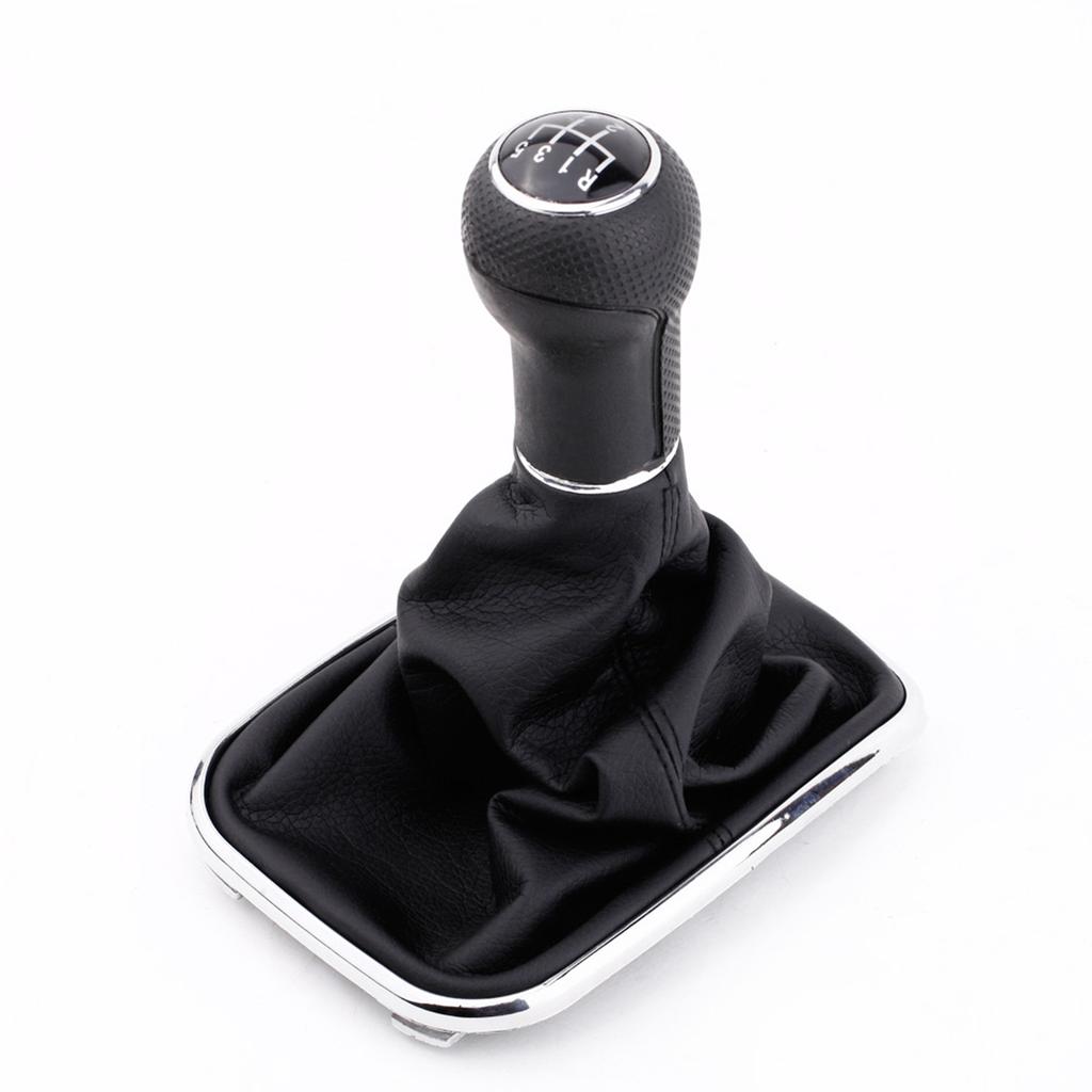 New 5 Speed Gear Shift Knob Gaitor Boot Black PU Leather for    Jetta GTi MK4 1999 2004