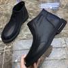 Мужская обувь Новые мужские ботинки из натуральной коровьей кожи средней высоты с боковой молнией Короткие ботинки Универсальные повседневные мужские ботинки с высоким верхом