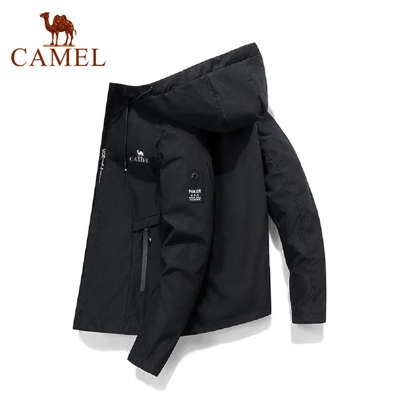 Camel New Spring And Autumn Embroidery Brand Men's Windproof Zipper Jacket Casual High Quality Hooded Baseball Jacket Outdoor Sports Jacket