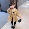 England Style Spring Autumn Cotton Girl Toddler Trench Kids Windbreaker Fashion Little Girl Double Breasted Jacket Outfits