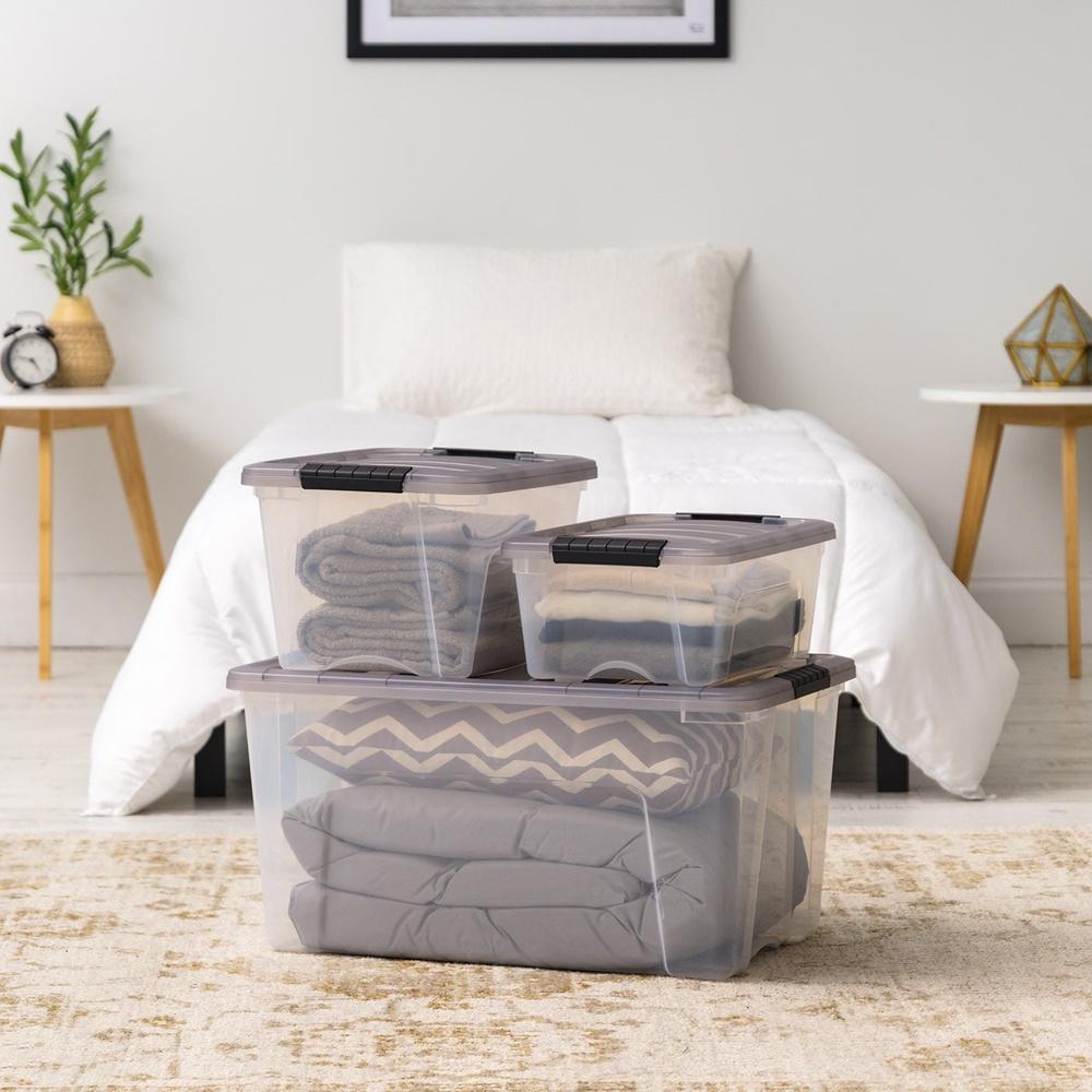 Штабелируемый пластиковый контейнер для хранения объемом 5,8 кварт с крышкой, прозрачные ящики, организация дома, офиса, гаража, прочные контейнеры для хранения с надежным