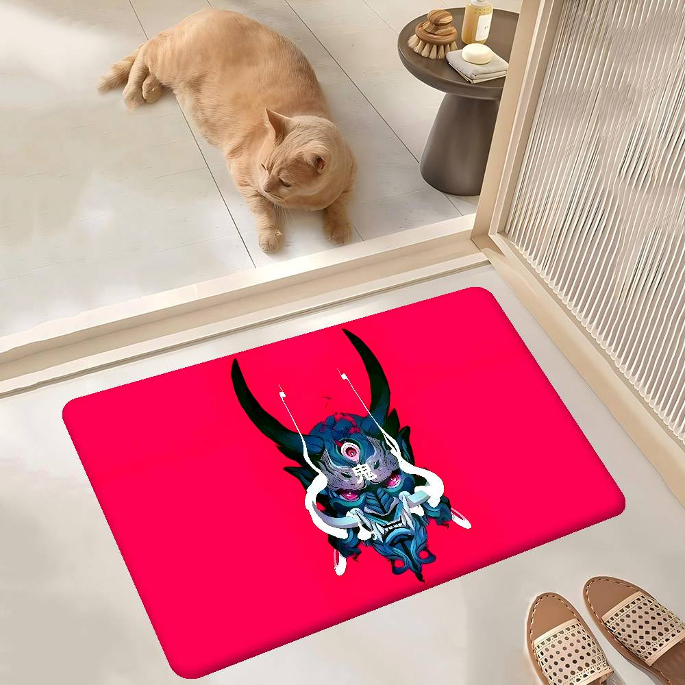 C-Киберпанк Самурай Логотип Коридорный Ковер Моющийся Нескользящий Коврик для Зоны Дивана и Кресел в Гостиной Кухонный Коврик Входной Коврик Ковер