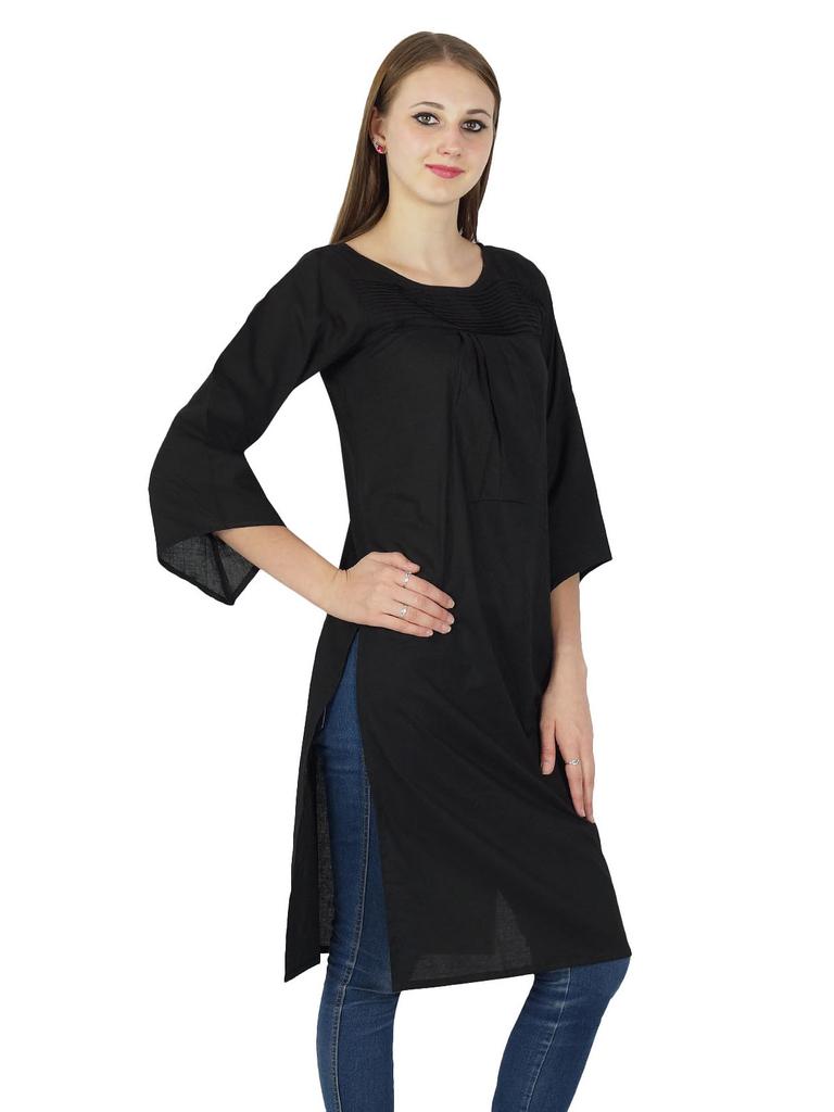 Solid Cotton Kurti Indian Ethnic Bollywood Tunic Casual Top Women Kurta