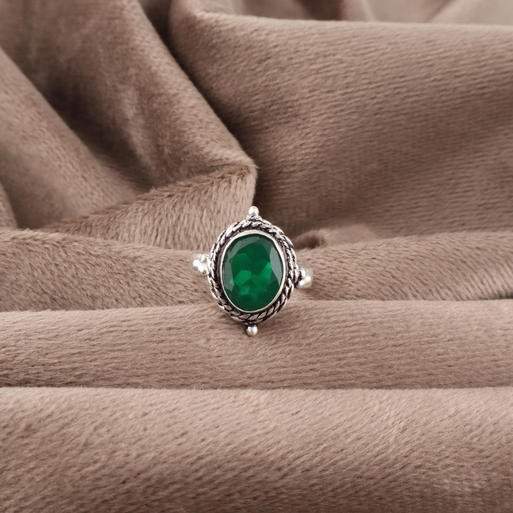 Green Onyx Gemstone Jewelry, 925 Sterling Silver Ring, Handmade Designer Jewelry, Amazing Onyx Silver Ring For Women