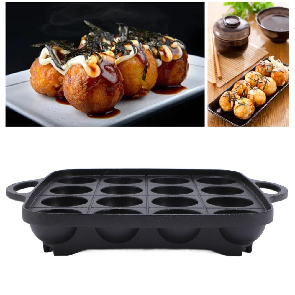 Nonstick Takoyaki Pan Cast Aluminum 16-Hole Cooking Pan Versatile Takoyaki Mold Gas Stove