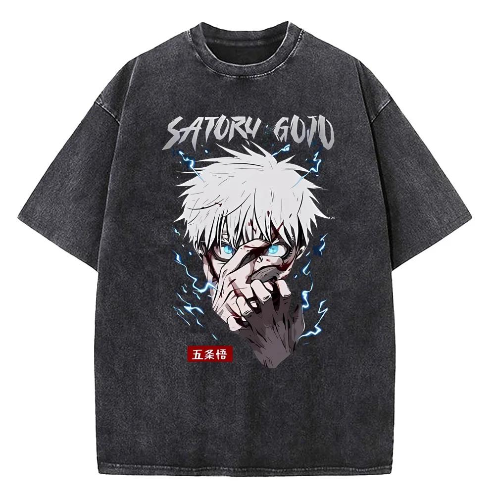 Unisex Anime Jujutsu Kaisen Gojo Satoru T Shirts Washed Men Women 100Cotton T-Shirts High Quality Retro for Men Women Tops Tees