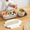 Портативный набор столовых приборов квадратный ланч-бокс из пшеничной соломы суповая миска с ложкой и вилкой школьный офисный контейнер для еды для кемпинга набор столовых приборов