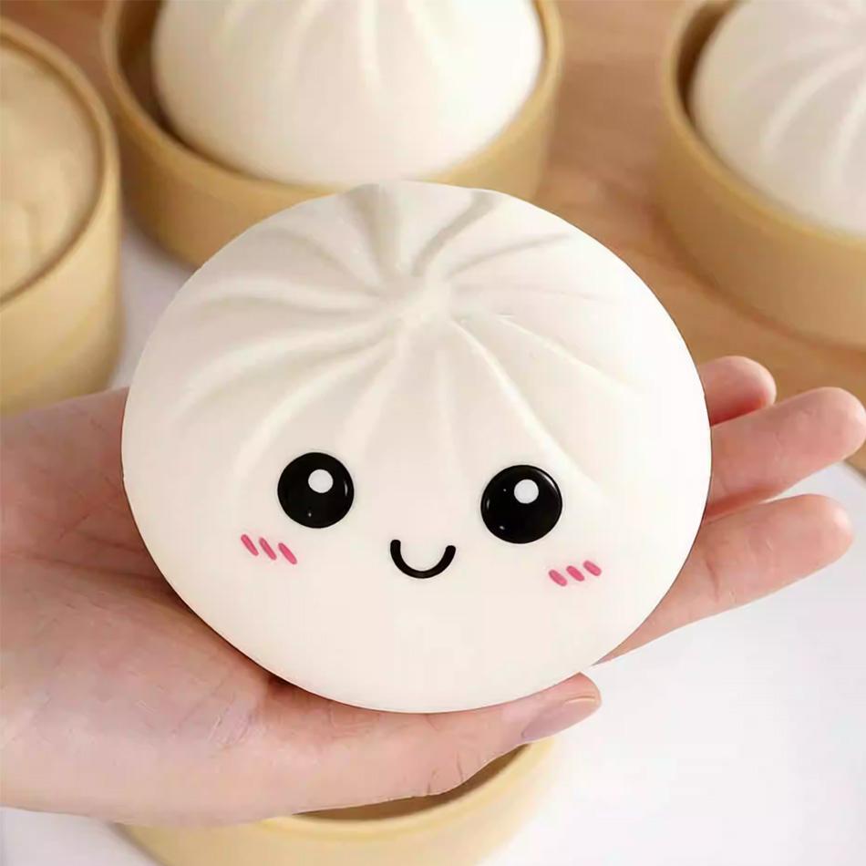 Colorful Dumpling squishies Stress Balls Stress Relief Tactile Toys Simulation Food with Steamer Squeeze Dough Ball for Anxiety Relief