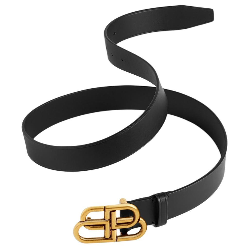 Balenciaga Calfskin Leather Belts Women's Black Width 2.5cm 5816901CH041000