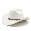 Ethnic Style Suede Western Cowboy Hat Woolen Jazz Top Hat Men And Women'S Ethnic Style Autumn And Winter Felt Hat Big Eaves Hat