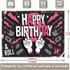 Двумерный розово-черный фон с принтом 'Rock Birthday' для фотосессии на вечеринке
