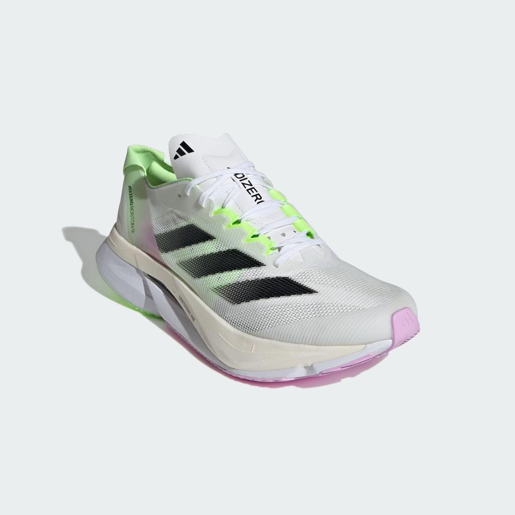 adidas Adizero Boston 12 Облачно-белый Основной черный Зеленая искра