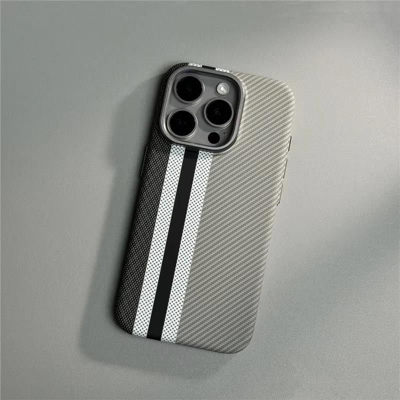 Геометрическая текстура из углеродного волокна 3D Рельеф Для чехла Magsafe Для iphone 13 15 14 12 16 17 Pro Max Беспроводная зарядка Жесткий чехол обложка