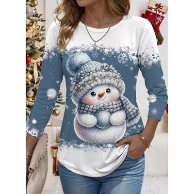 Веселого Рождества 3D принт круглый вырез длинный рукав футболка модная женская одежда повседневная одежда Y2k женская одежда Харадзюку